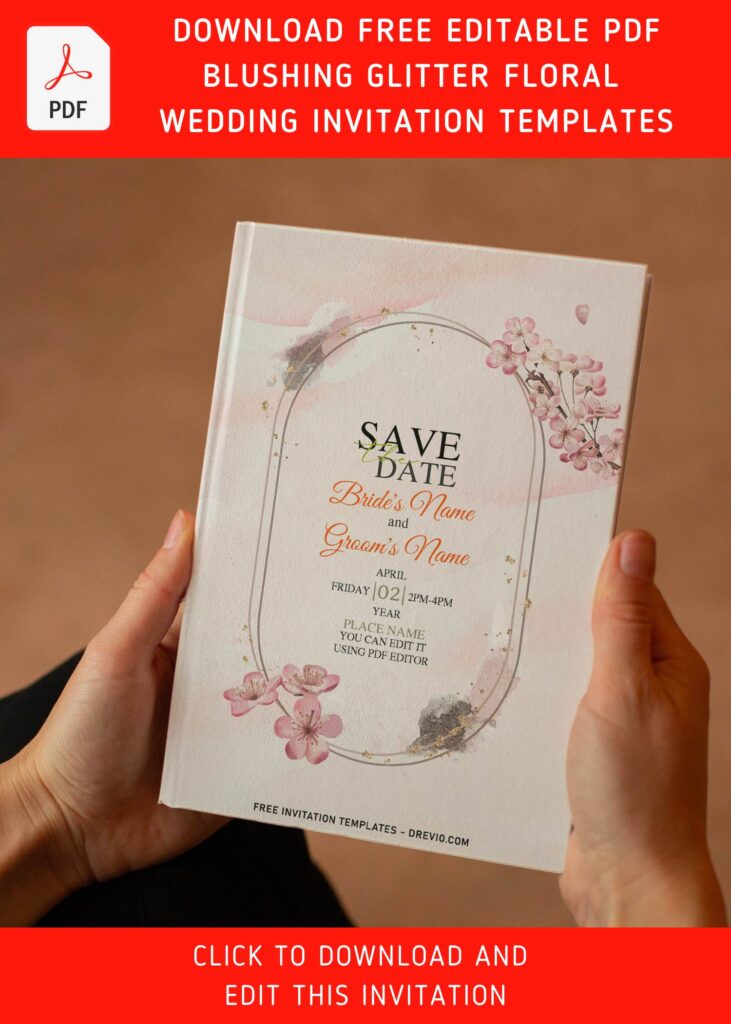 Free Editable PDF Stylish Blushing Glitter Floral Invitation Templates