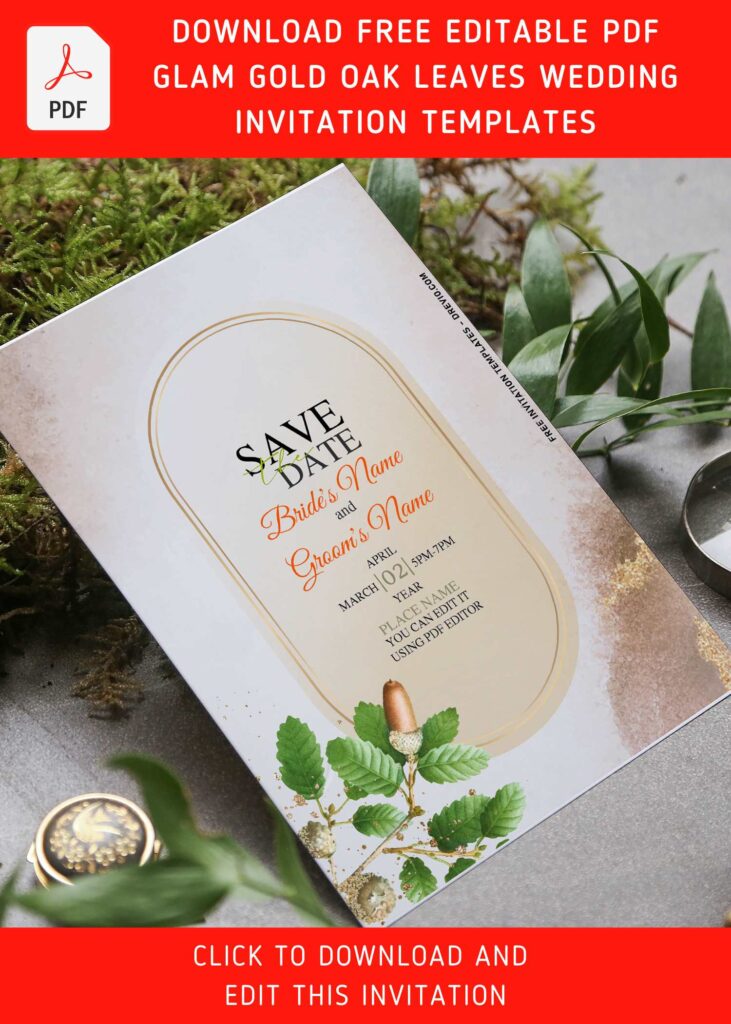 Free Editable PDF Stylish Gold Oak Leaves Invitation Templates