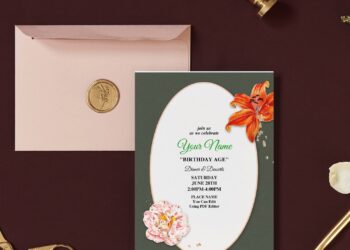 Free Editable PDF - Vintage Floral Frame Invitation Templates