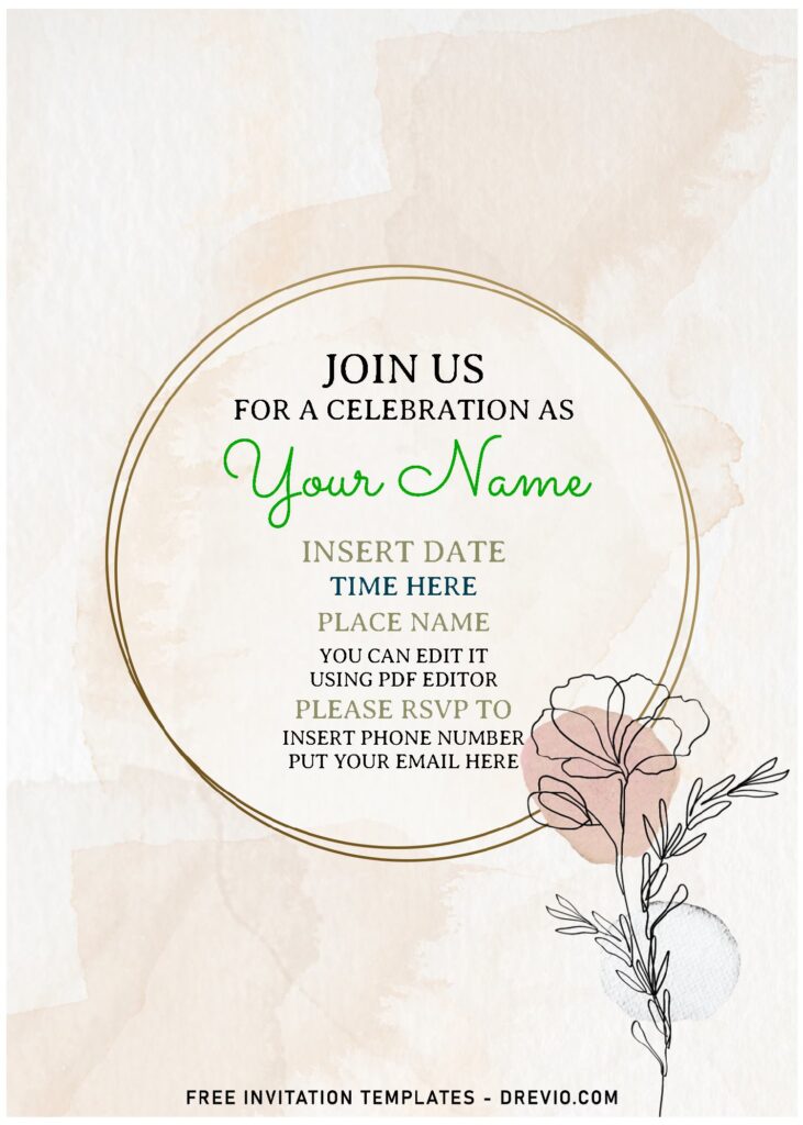 Free Editable PDF Whimsical Floral Lines Invitation Templates