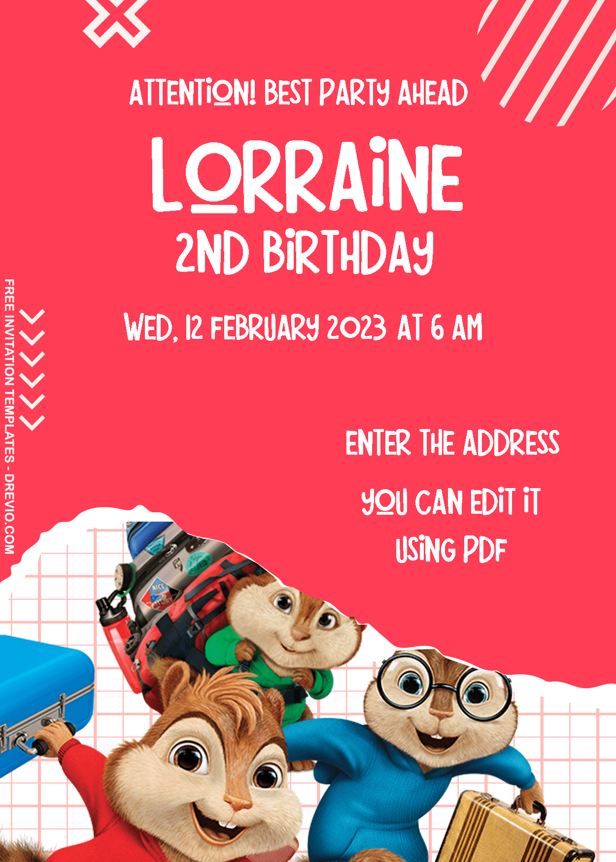 ( Free Editable PDF ) Alvin And The Chipmunks Birthday Invitation Templates One