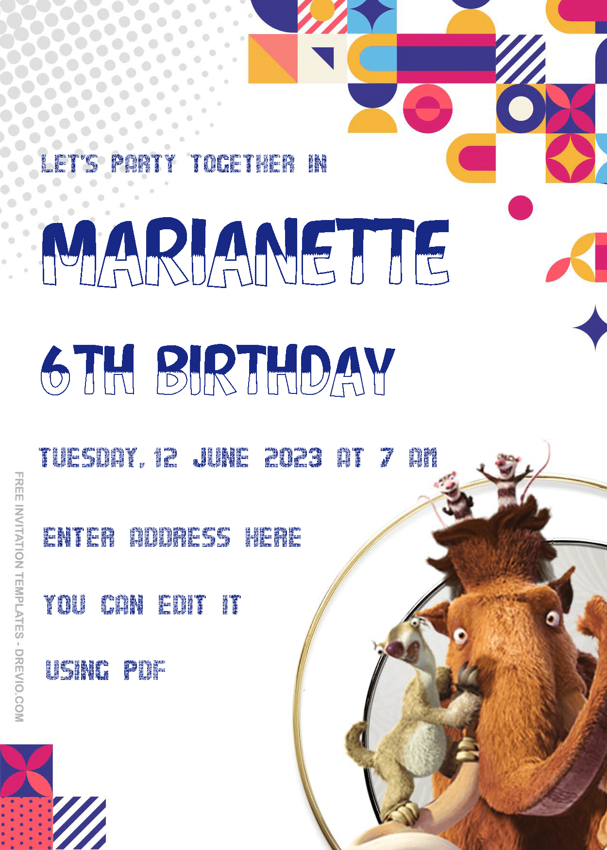 Ice Age Birthday Invitation Templates One