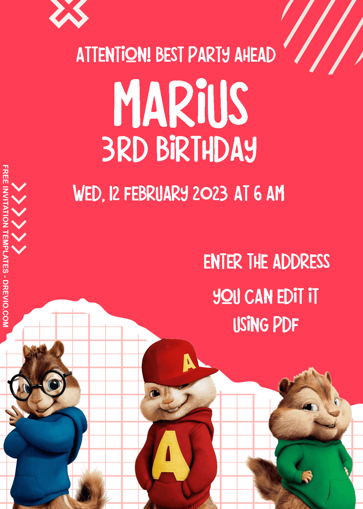 ( Free Editable PDF ) Alvin And The Chipmunks Birthday Invitation Templates Two