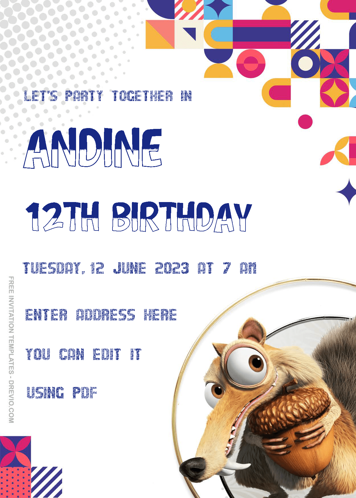Ice Age Birthday Invitation Templates Two