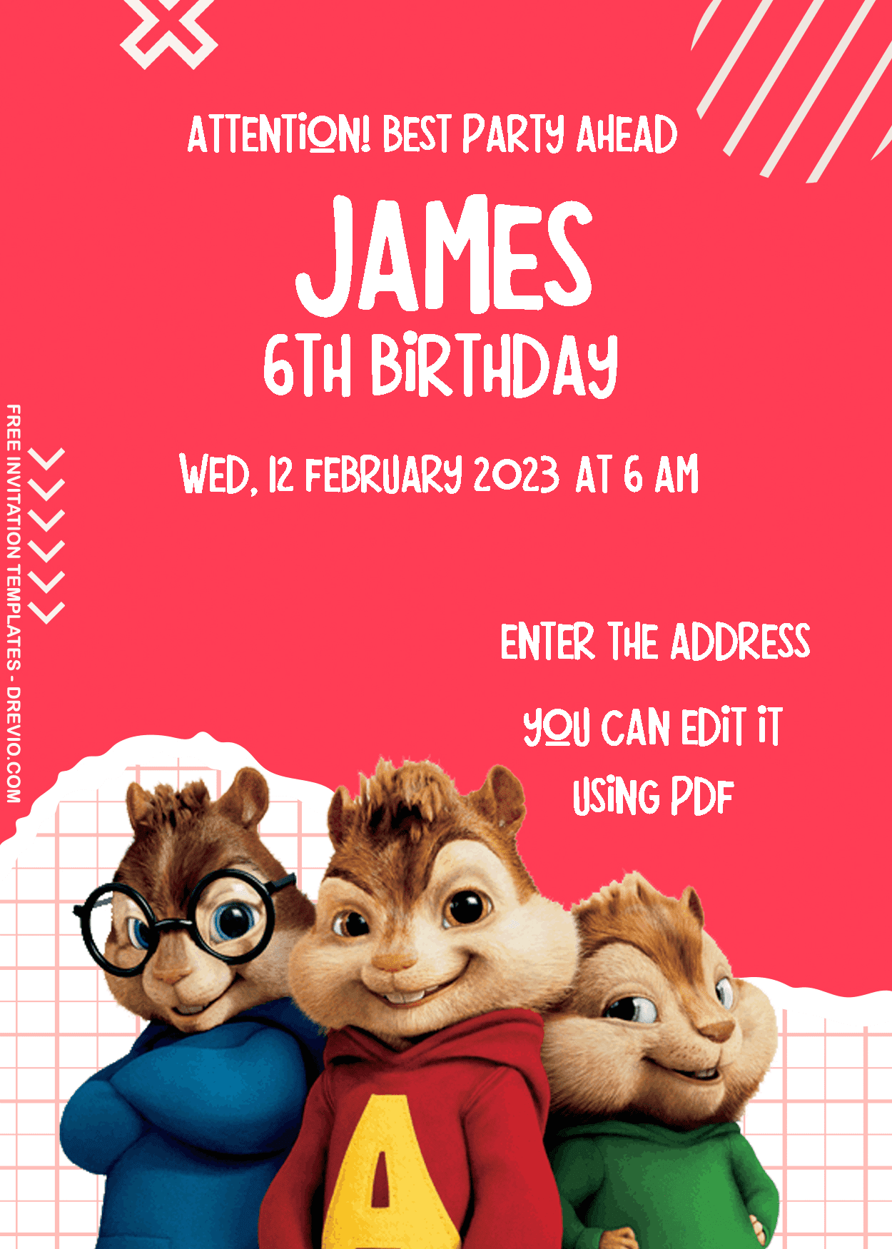 ( Free Editable PDF ) Alvin And The Chipmunks Birthday Invitation Templates Three