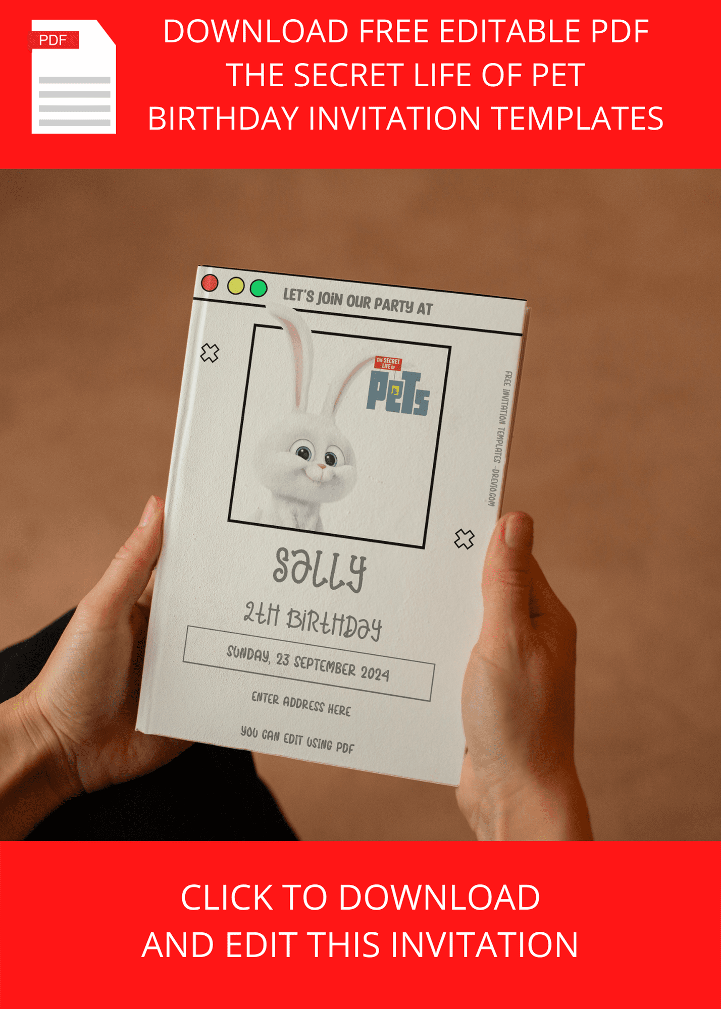 ( Free Editable PDF ) The Secret Life Of Pets Birthday Invitation Templates