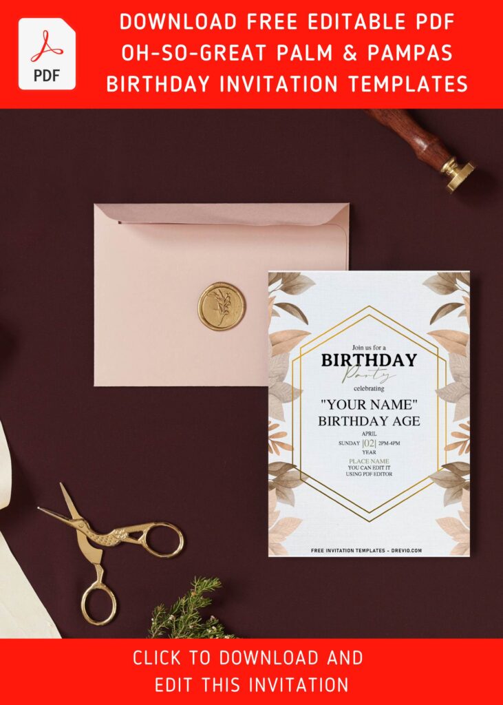 Free Editable PDF Aesthetic Palm And Pampas Greenery Invitation Templates