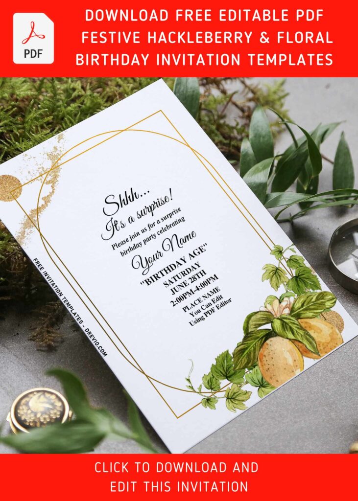 (Free Editable PDF) Festive Summer Huckleberry And Sunflower Invitation Templates with editable text