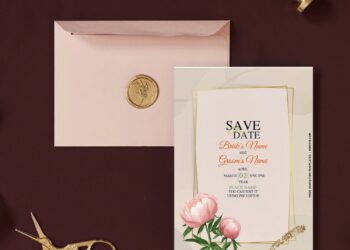 (Free Editable PDF) Modern Autumn Cascade Wedding Invitation Templates with editable text