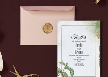 (Free Editable PDF) Classy Earthy Romance Greenery Wedding Invitation Templates with