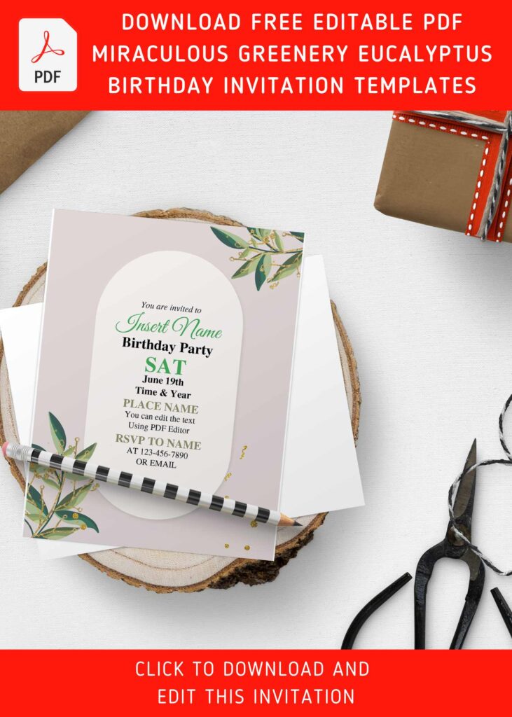 Free Editable PDF Beautiful Greenery Eucalyptus Invitation Templates