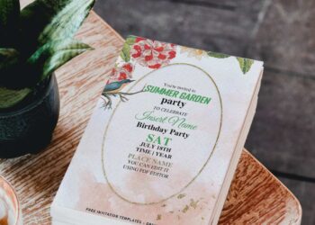 (Free Editable PDF) Botanical Wildflower Invitation Templates That You'll Love Forever with sparkly gold glitters