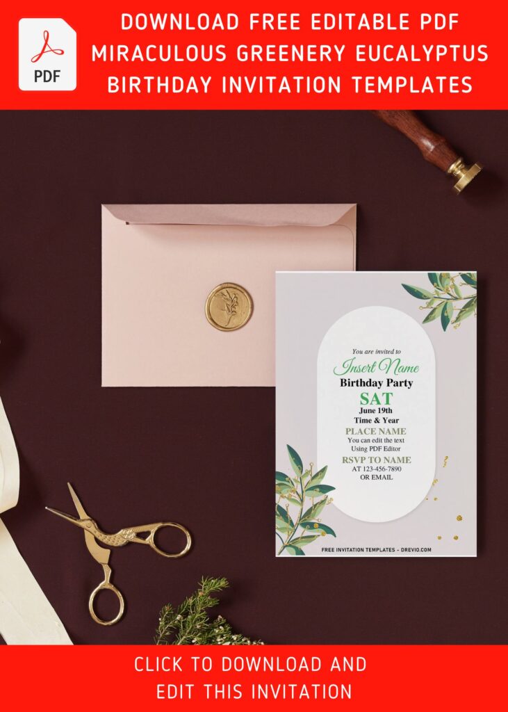 Free Editable PDF Chic Greenery Eucalyptus Invitation Templates