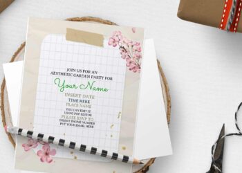 (Free Editable PDF) Dreamy Azalea And Cherry Blossom Garden Party Invitation Templates with portrait orientation design