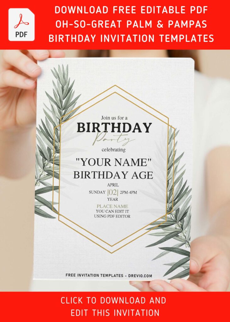 Free Editable PDF Enchanting Palm And Pampas Greenery Invitation Templates