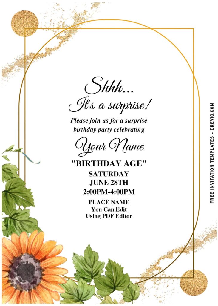 (Free Editable PDF) Festive Summer Huckleberry Invitation Templates with beautiful sunflower