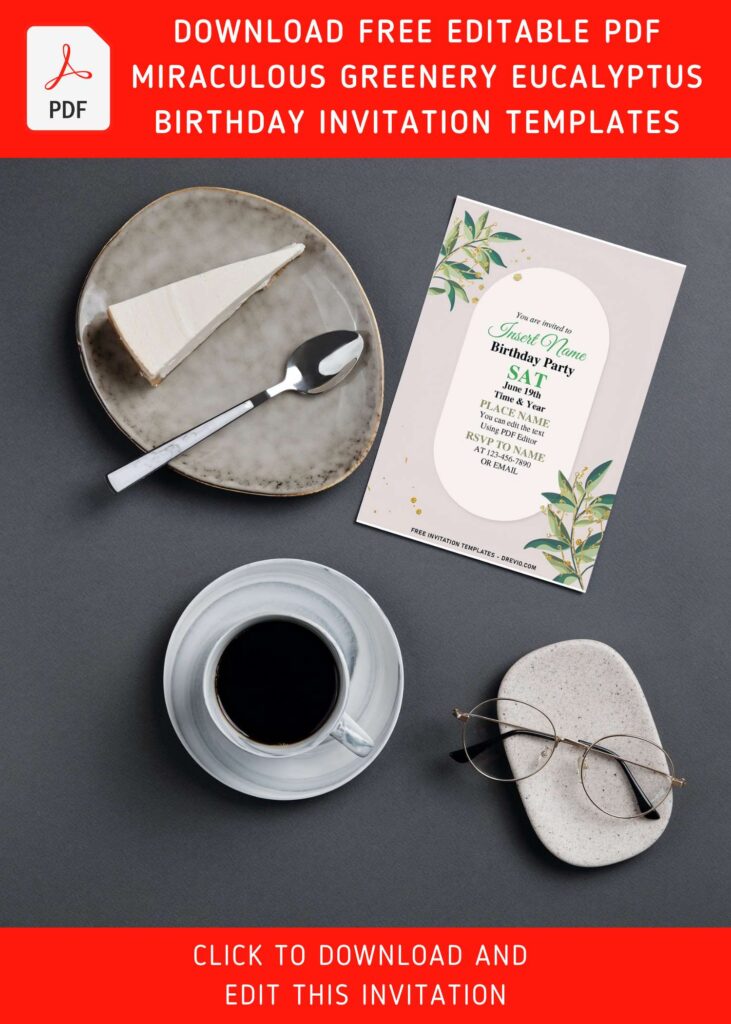Free Editable PDF Gorgeous Greenery Eucalyptus Invitation Templates
