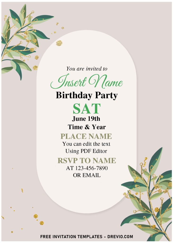 Free Editable PDF Greenery Eucalyptus Invitation Templates