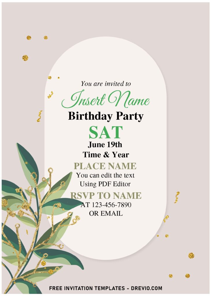 Free Editable PDF Modern Greenery Eucalyptus Invitation Templates