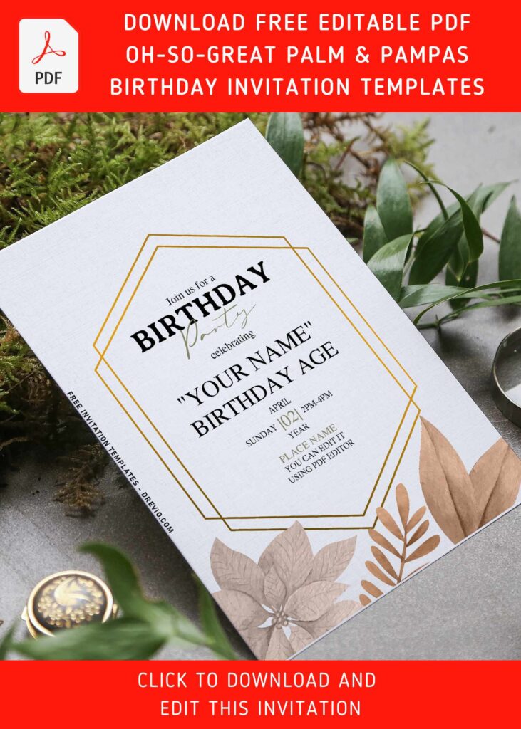 Free Editable PDF Modern Palm And Pampas Greenery Invitation Templates