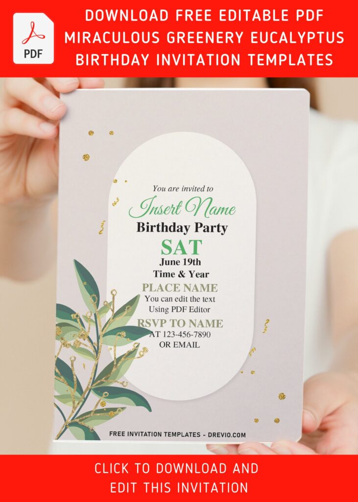 Free Editable PDF Modish Greenery Eucalyptus Invitation Templates