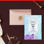 (Free Editable PDF) Geometric Evergreen Purple Flower Invitation Templates