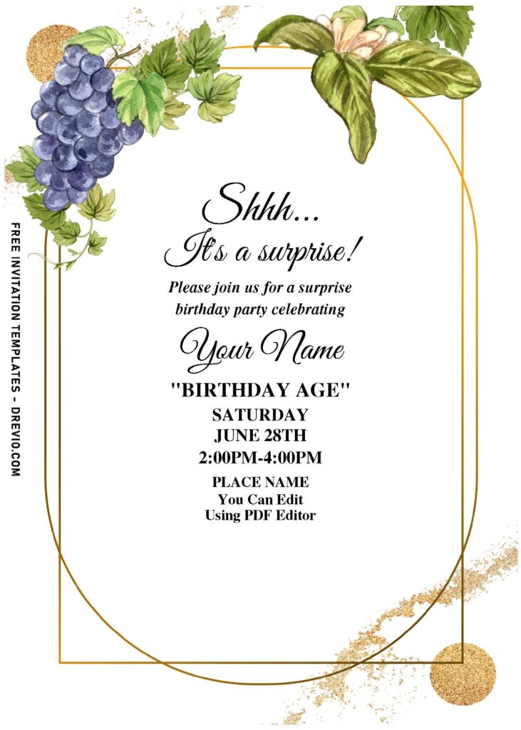 (Free Editable PDF) Festive Summer Huckleberry Invitation Templates with elegant script