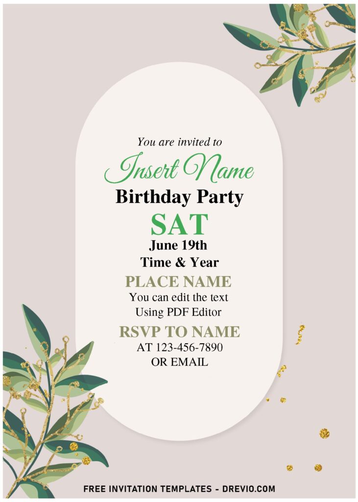 Free Editable PDF Watercolor Greenery Eucalyptus Invitation Templates