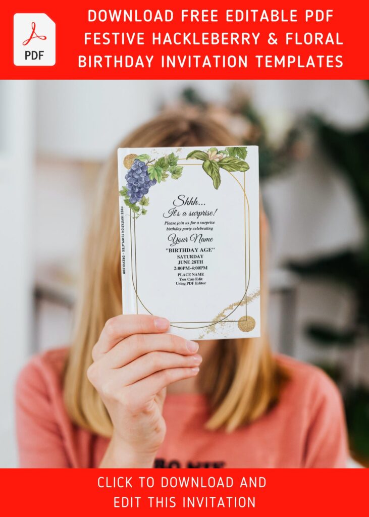 (Free Editable PDF) Festive Summer Huckleberry And Sunflower Invitation Templates with pristine white background
