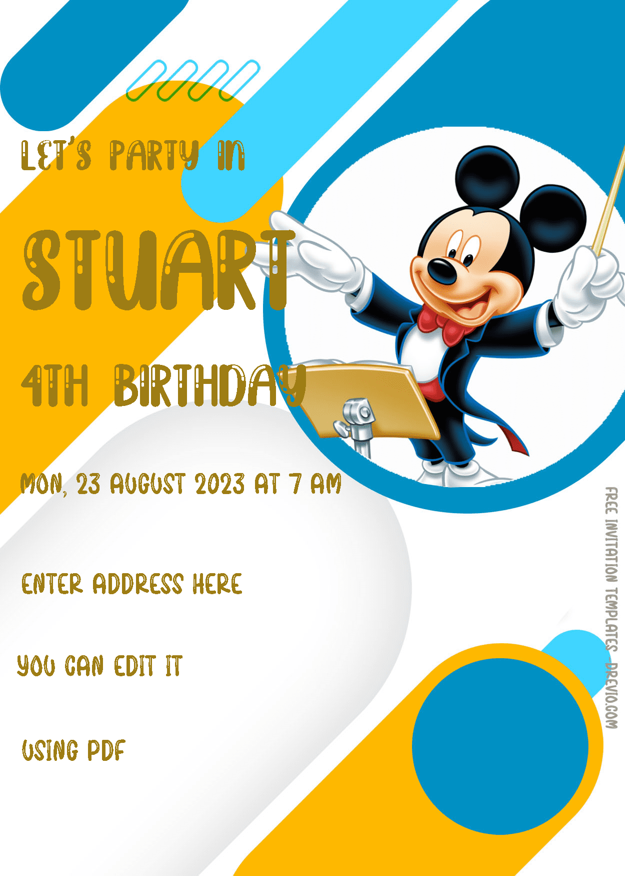 ( Free Editable PDF ) Mickey Mouse Birthday Invitation Templates One