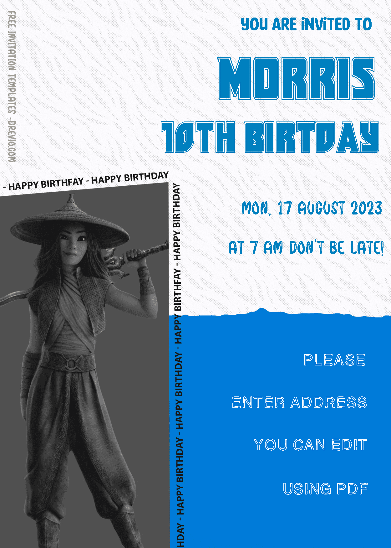 ( Free Editable PDF ) Raya And The Last Dragon Birthday Invitation Templates Two
