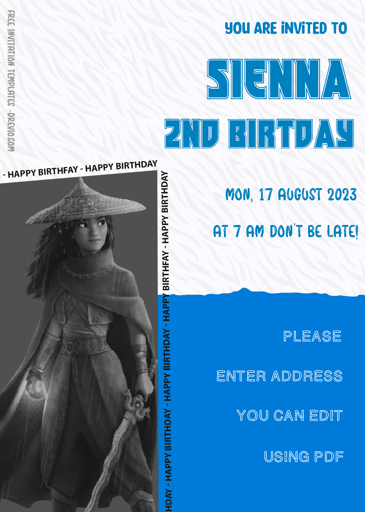 ( Free Editable PDF ) Raya And The Last Dragon Birthday Invitation Templates Three