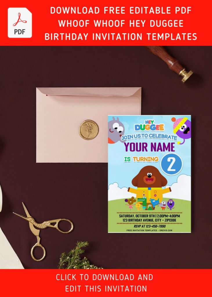 Free Editable PDF Adorable Hey Duggee Birthday Invitation Templates