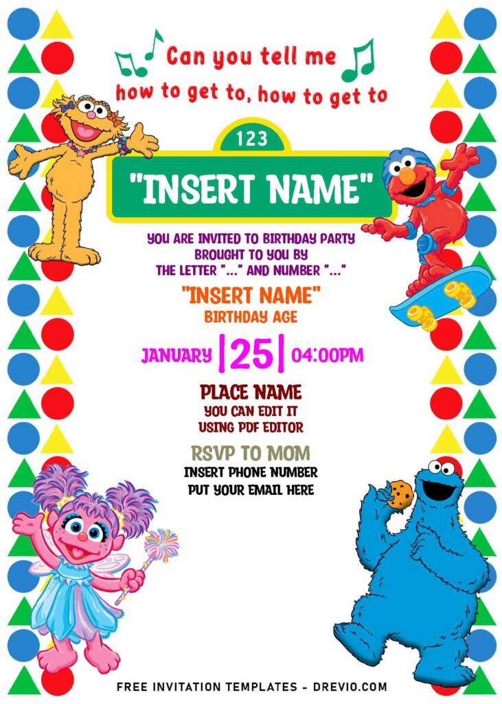 (Free Editable PDF) Adorable Sesame Street Birthday Invitation Templates with cute skateboarding Elmo