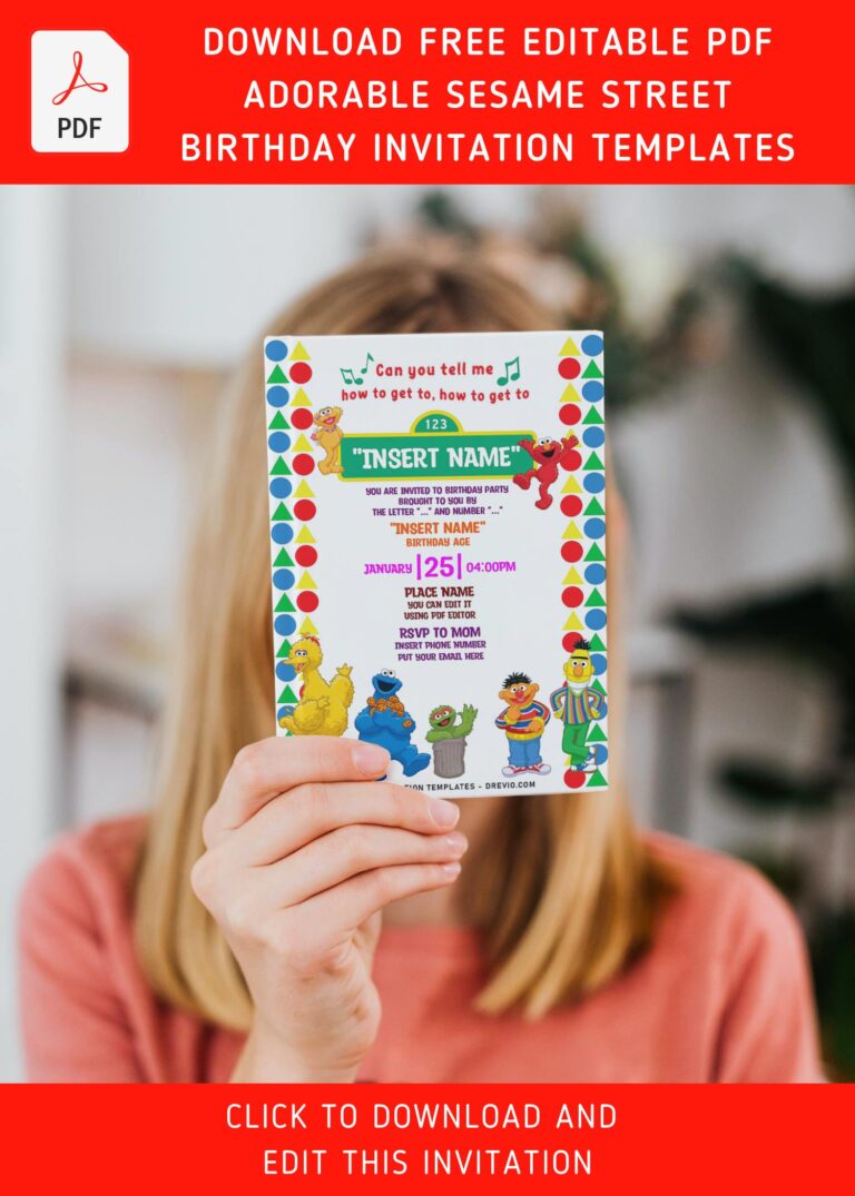 (Free Editable PDF) Adorable Sesame Street Birthday Invitation Templates with Bert and Ernie
