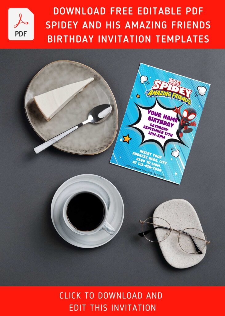 Free Editable PDF Adorable Spidey And His Amazing Friends Birthday Invitation Templates