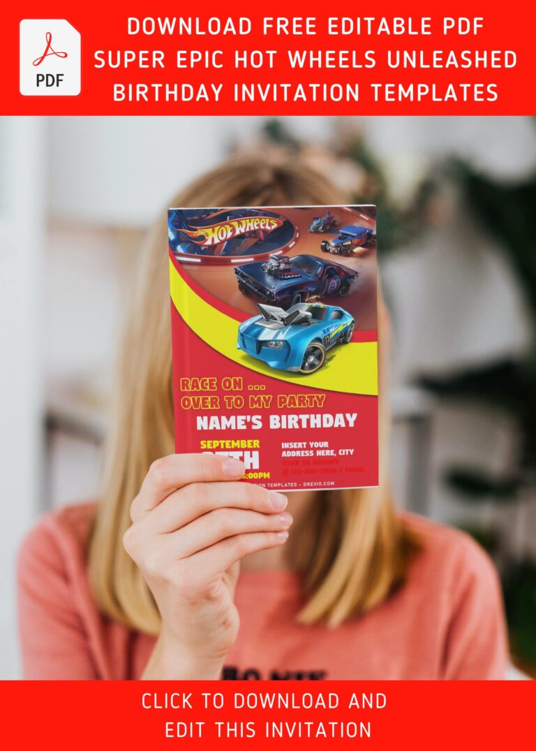 (Free Editable PDF) Hot Wheels Wild Racer Birthday Invitation Templates with