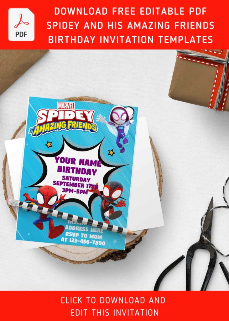 Free Editable PDF Awesome Spidey And His Amazing Friends Birthday Invitation Templates