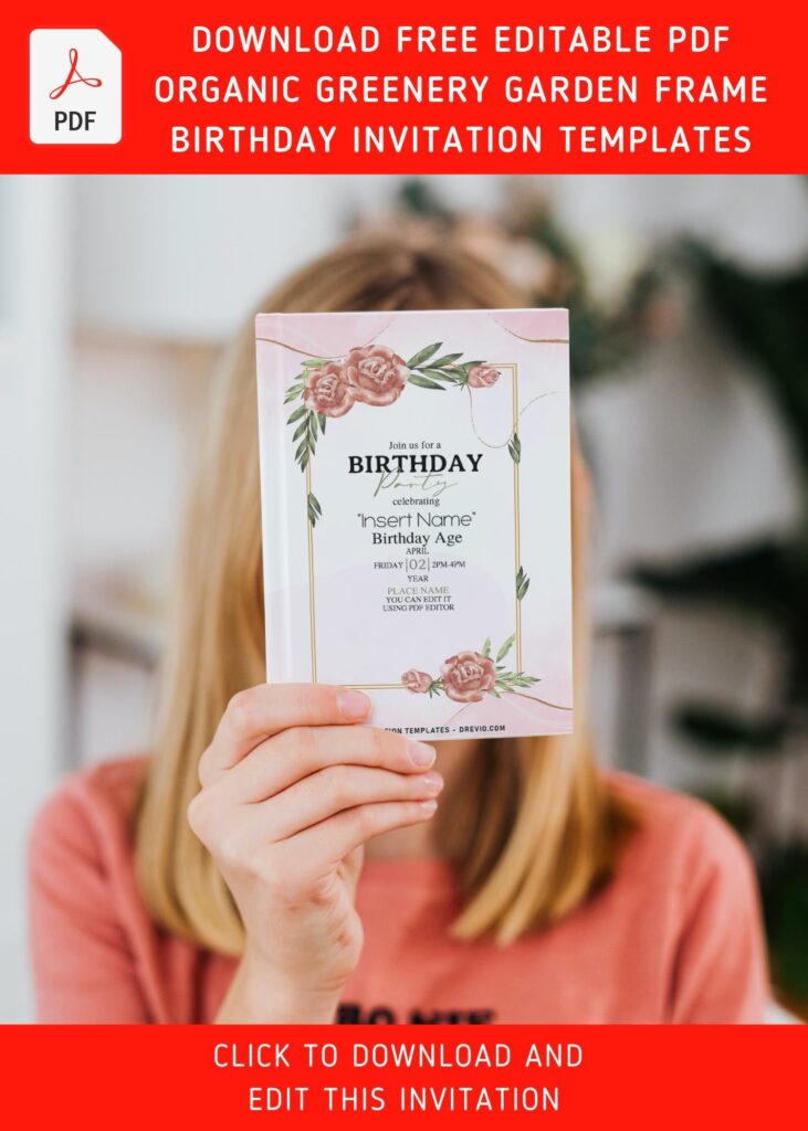 Free Editable PDF Beautiful Greenery Garden Frame Invitation Templates