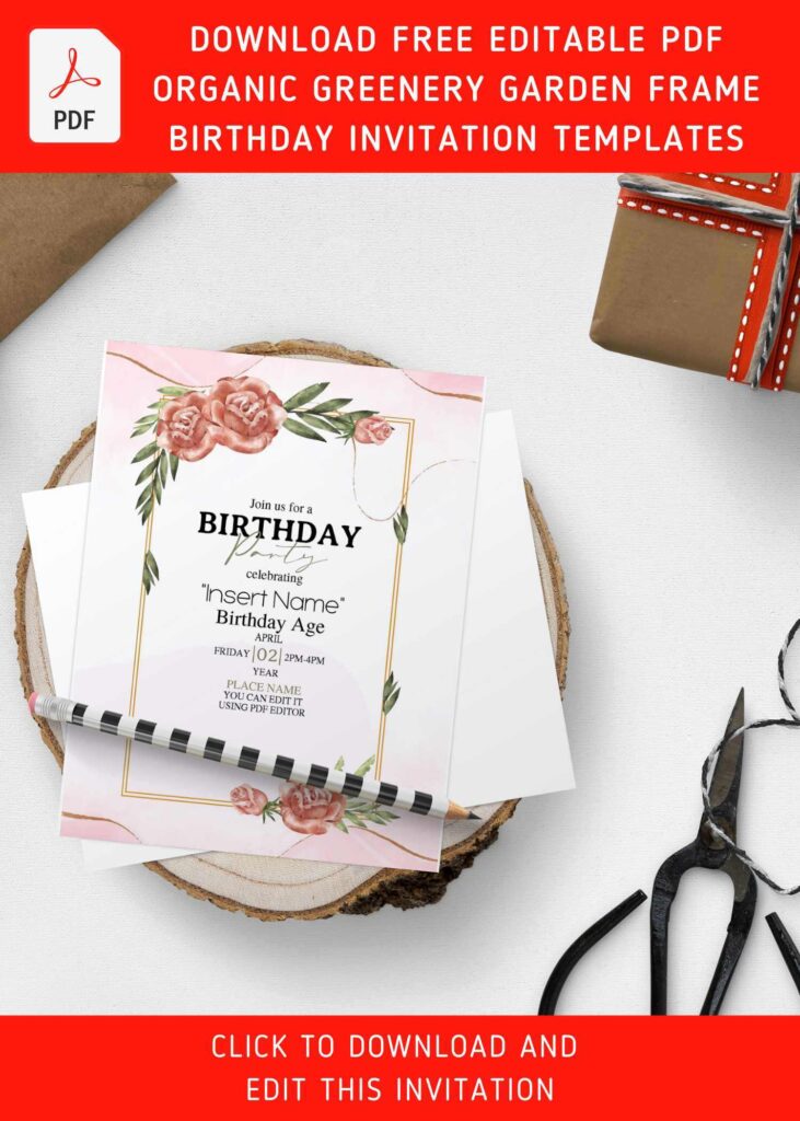 Free Editable PDF Bright Greenery Garden Frame Invitation Templates