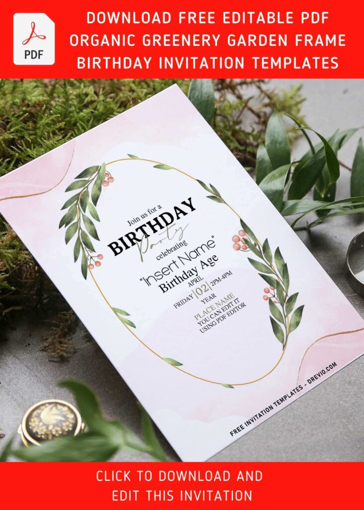 Free Editable PDF Cheery Greenery Garden Frame Invitation Templates