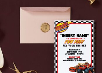 Free Editable PDF Cute Racing Blaze Monster Machine Birthday Invitation Template