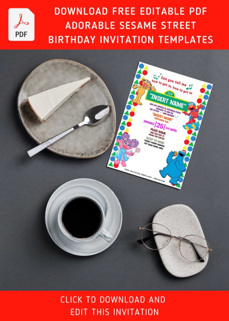 (Free Editable PDF) Adorable Sesame Street Birthday Invitation Templates with cute Abby Codabby with her pink dress and magic wand