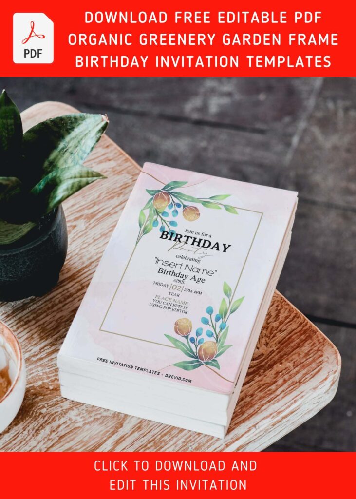 Free Editable PDF Enchanted Greenery Garden Frame Invitation Templates