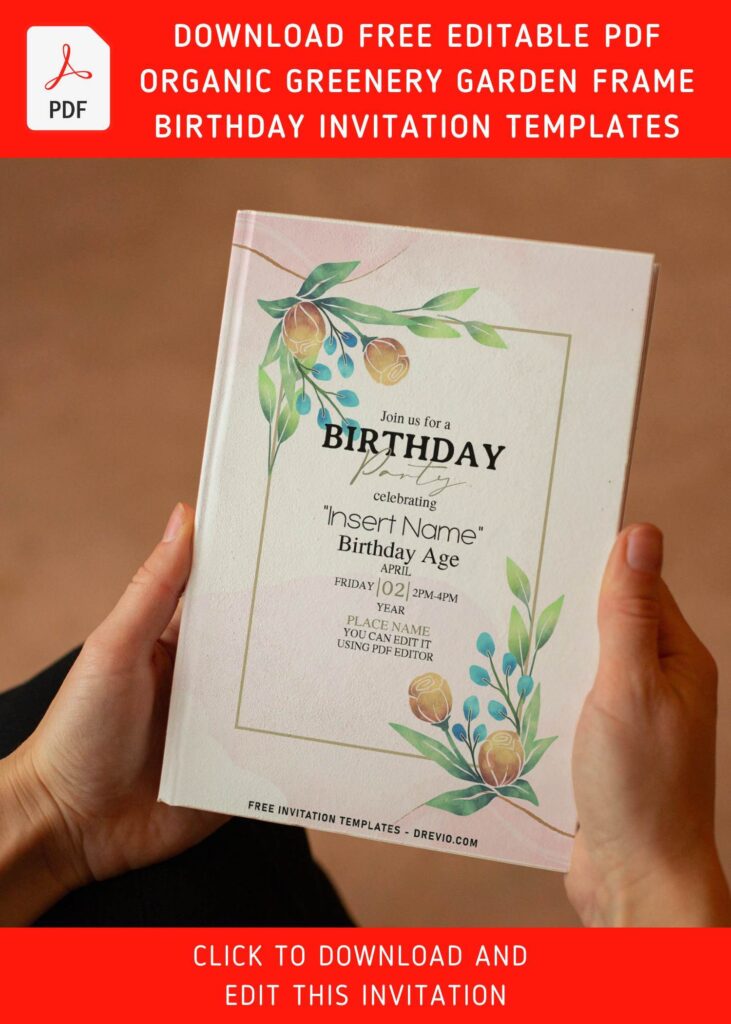 Free Editable PDF Enchanting Greenery Garden Frame Invitation Templates
