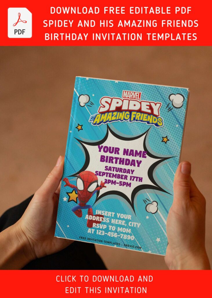 Free Editable PDF Epic Spidey And His Amazing Friends Birthday Invitation Templates