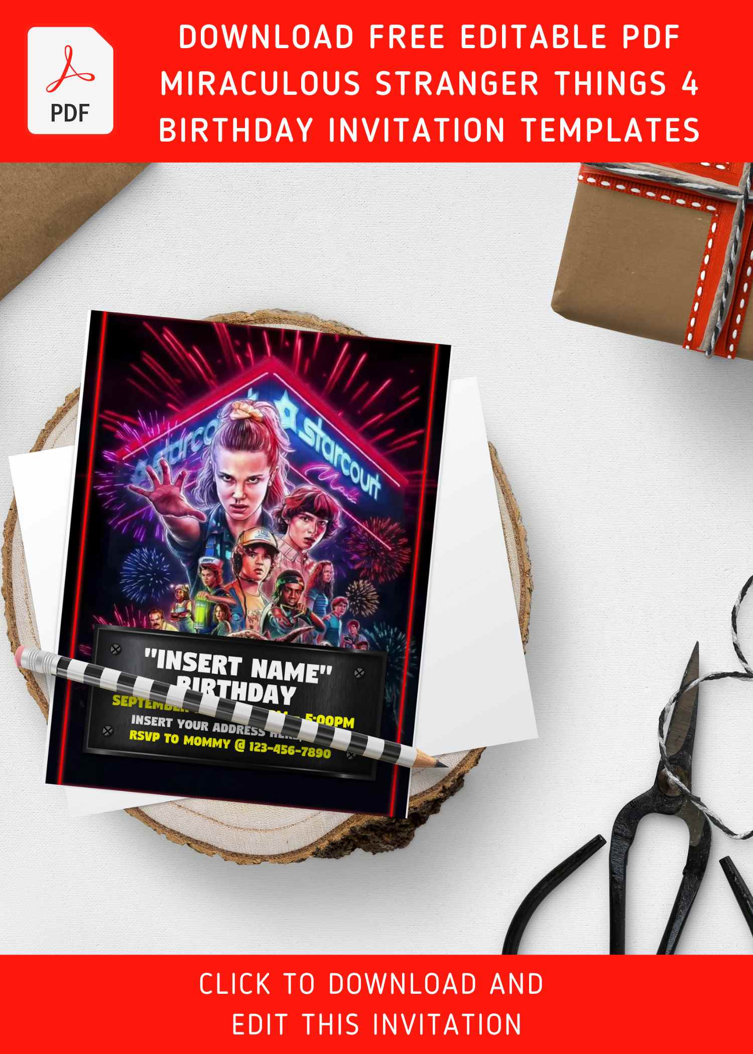 Free Editable PDF Epic Stranger Things Birthday Invitation Templates A