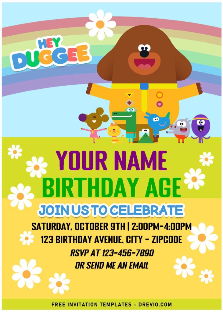 Free Editable PDF Garden Hey Duggee Birthday Invitation Templates