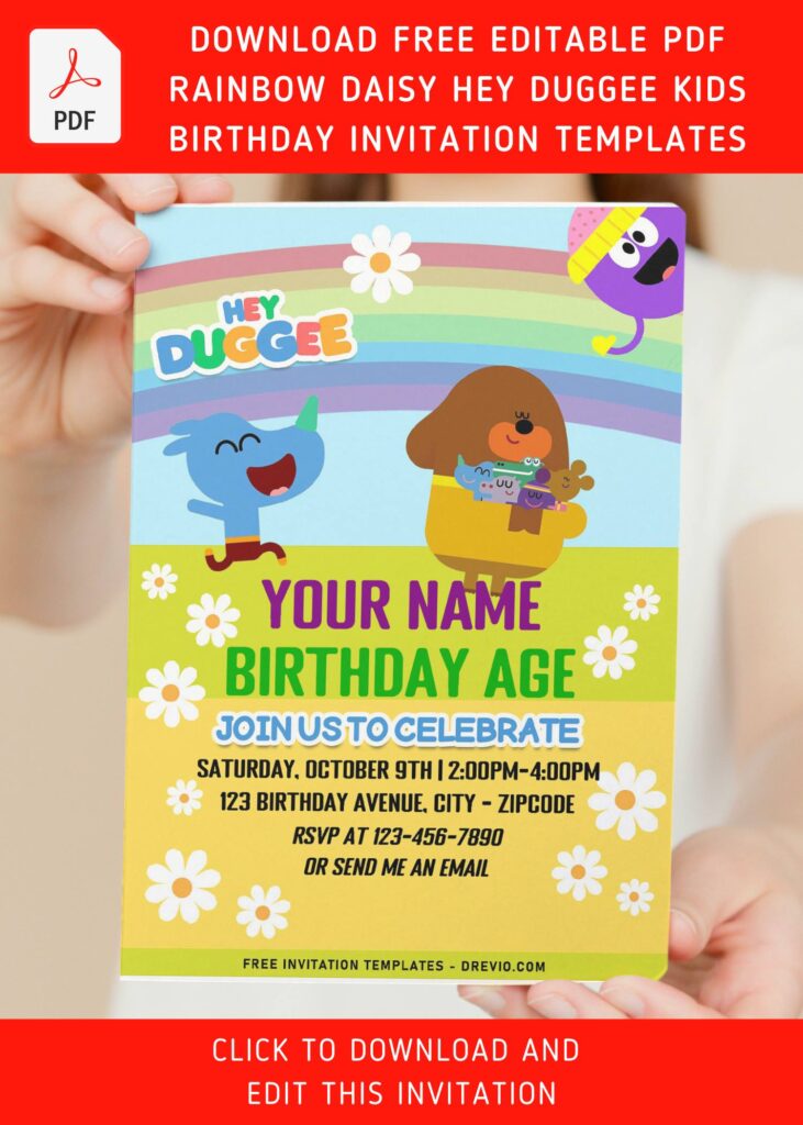 Free Editable PDF Garden Hey Duggee Birthday Invitation Templates For Kids