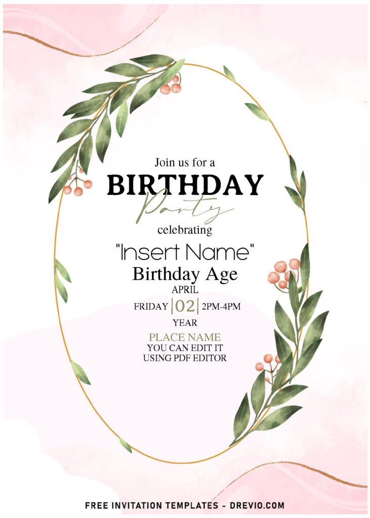 Free Editable PDF Greenery Garden Frame Birthday Invitation Templates